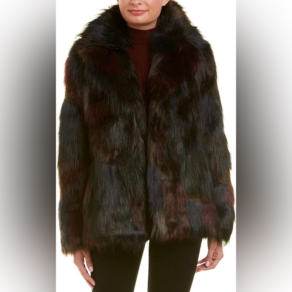 Rachel Roy Faux Fur Jacket - Multicolor Size L